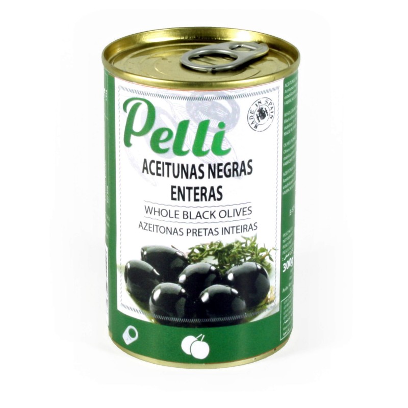 ACEITUNA NEGRA CON HUESO LATA 300 GR