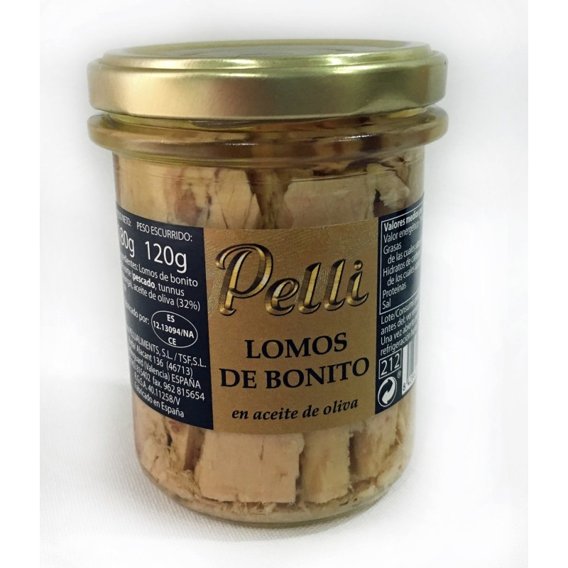 LOMOS DE BONITO EM AZEITE VIDRO 212 ML