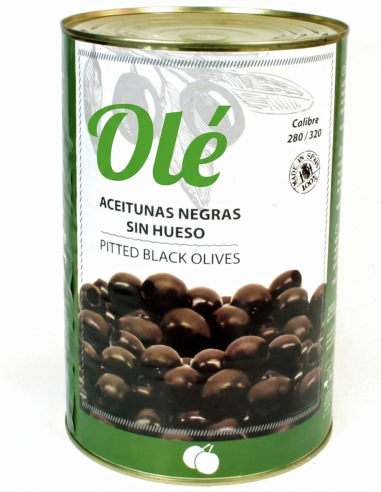PITTED BLACK OLIVES 5KG CALIBER 280/320