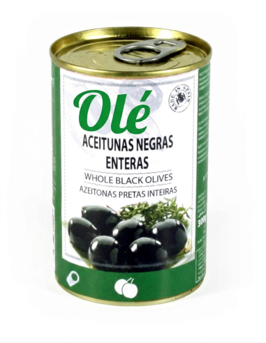 PLAIN BLACK OLIVES TIN 300 GR